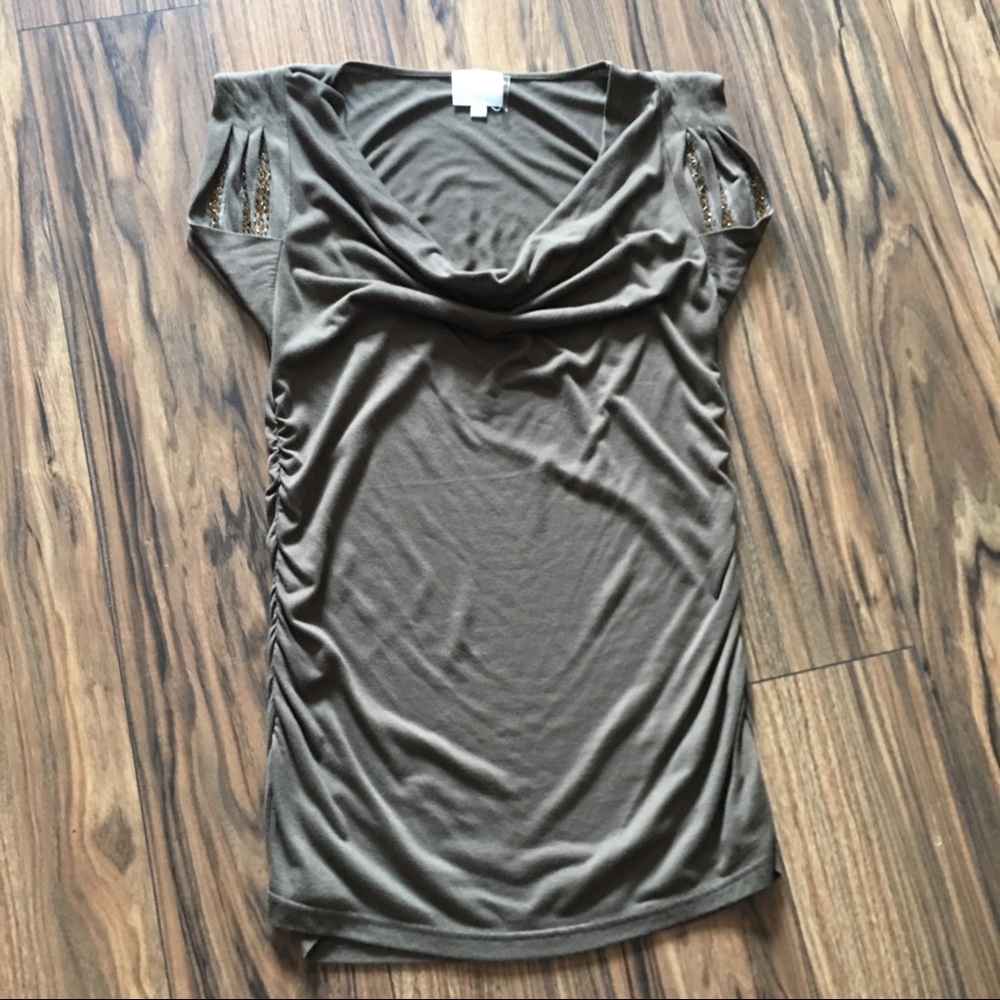 Olive Green Swoop Neck Top